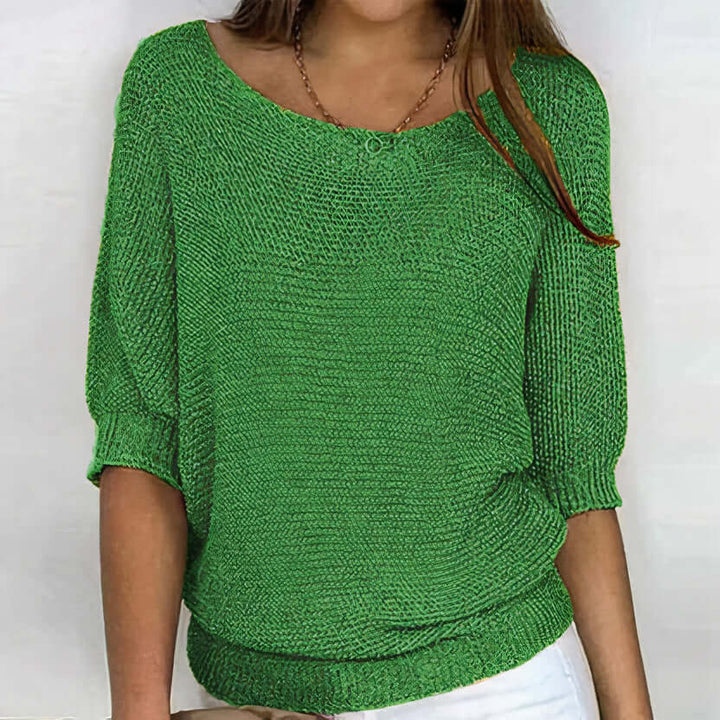 Women's breezy summer knit jumper, lightweight & breathable, perfect for chic casual wear.