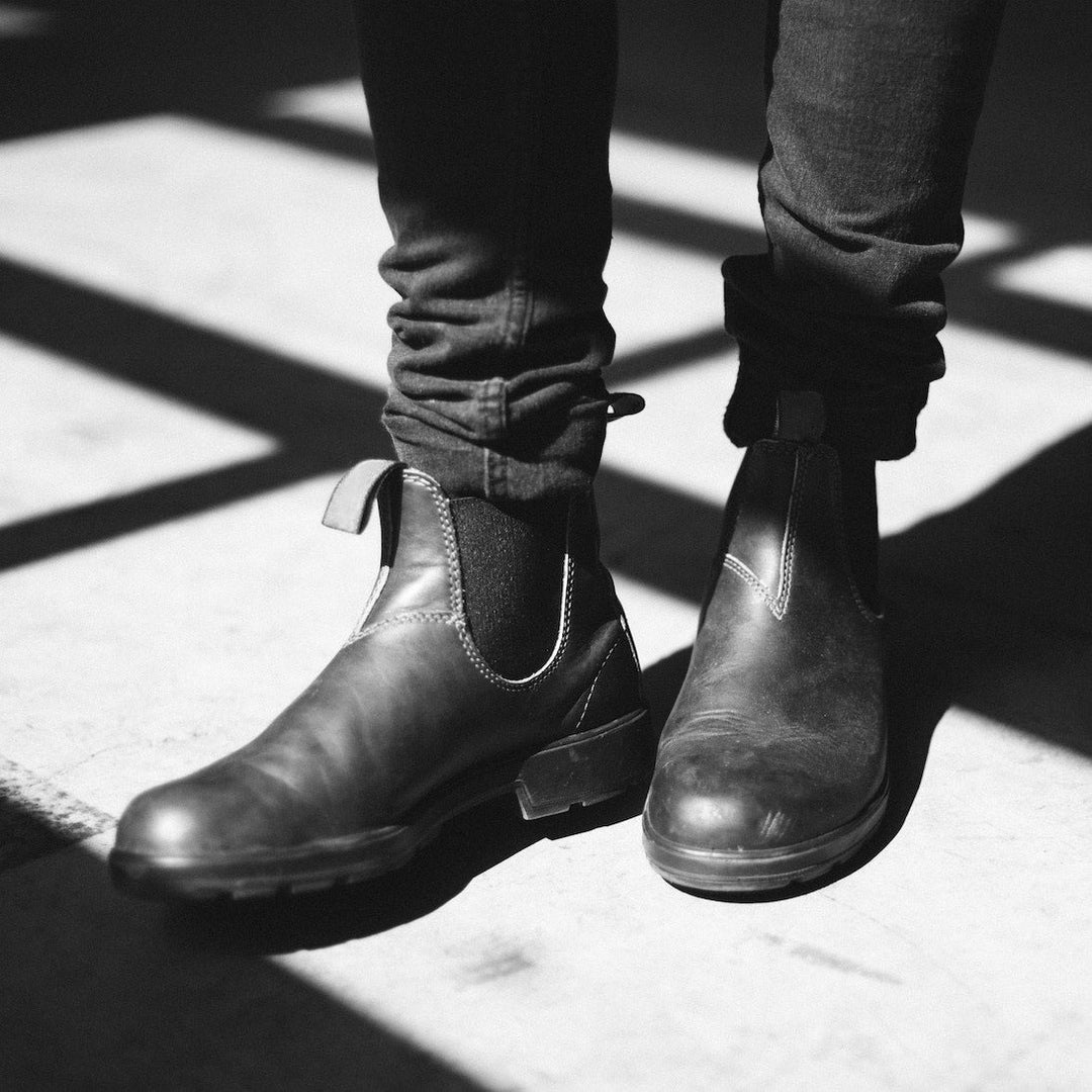 Front view of women's durable Chelsea ankle boots, showcasing the rugged sole & stylish design.