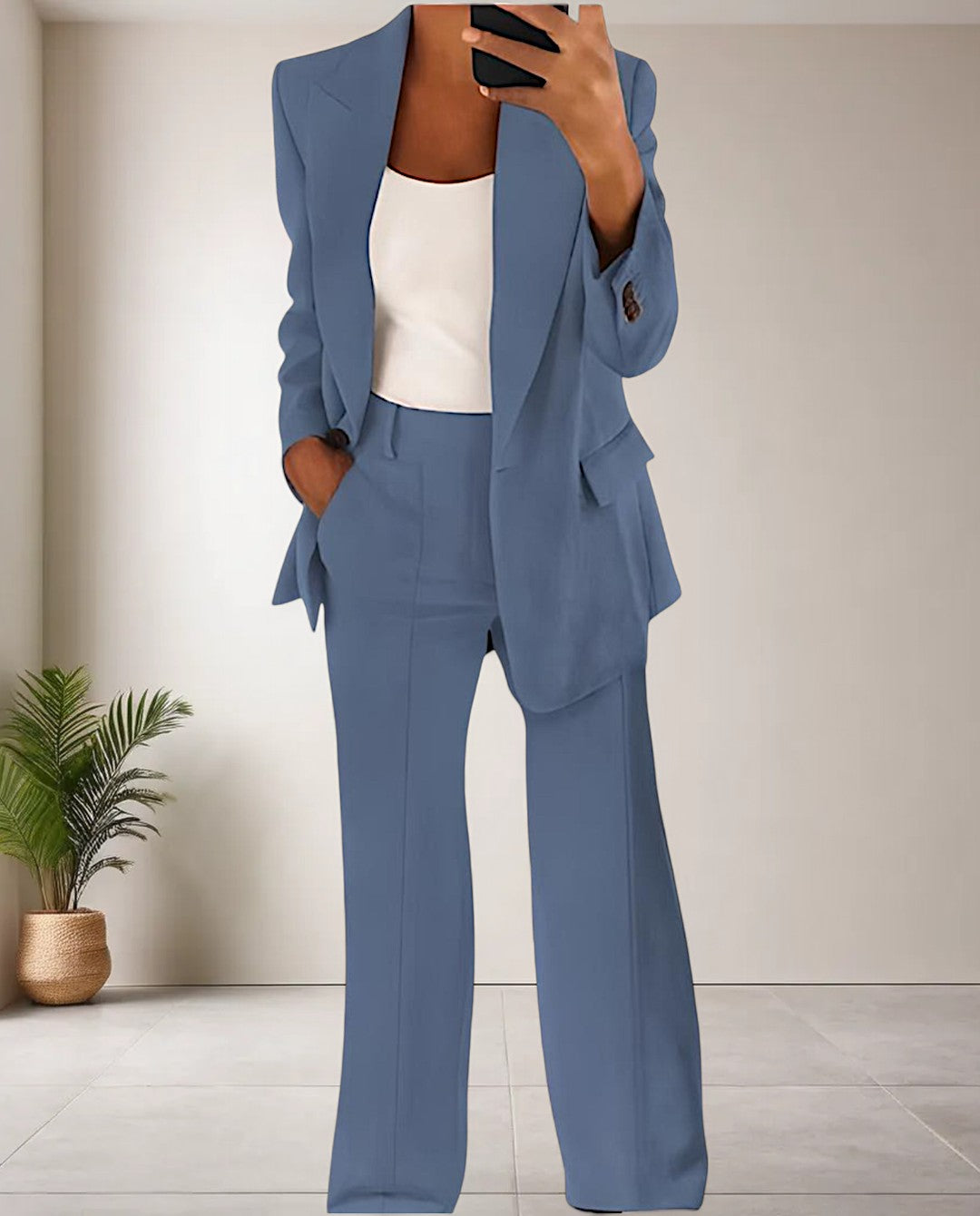Women's Chic 2-Piece Isabella Pantsuit Set for formal events, business attire, or elegant occasions.