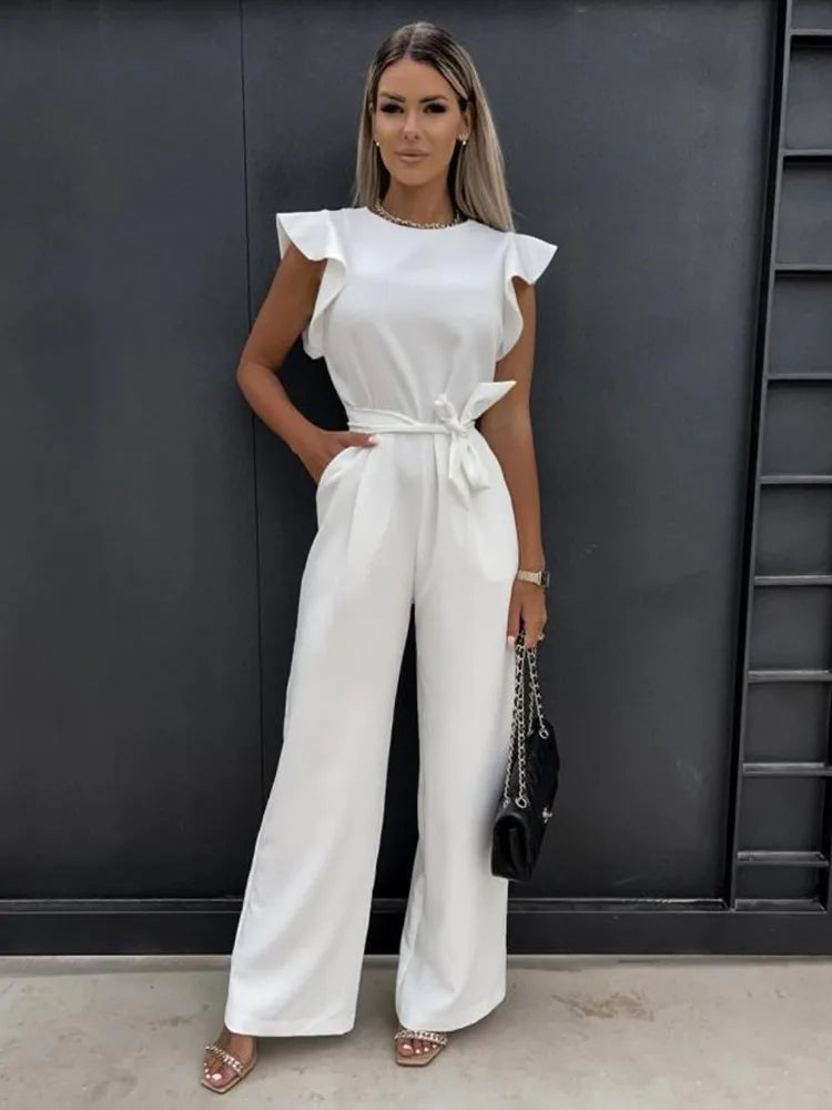 Effortless women's jumpsuit. Chic comfort for any occasion. Easy care, modern one-piece summer outfit.