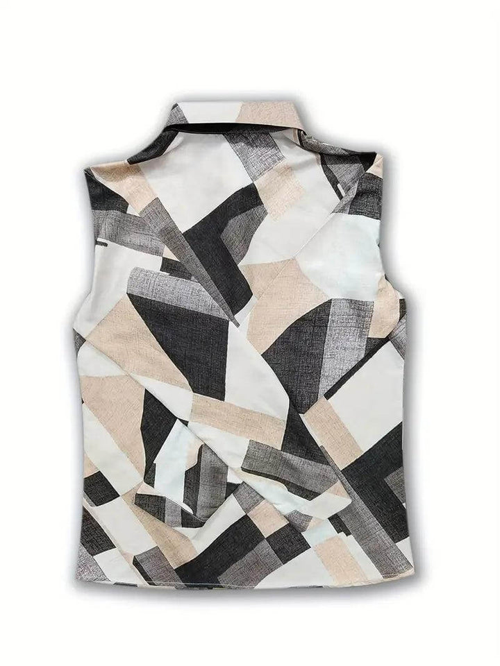 Versatile women's button-up shirt with a modern blend of intricate floral and classic plaid designs.
