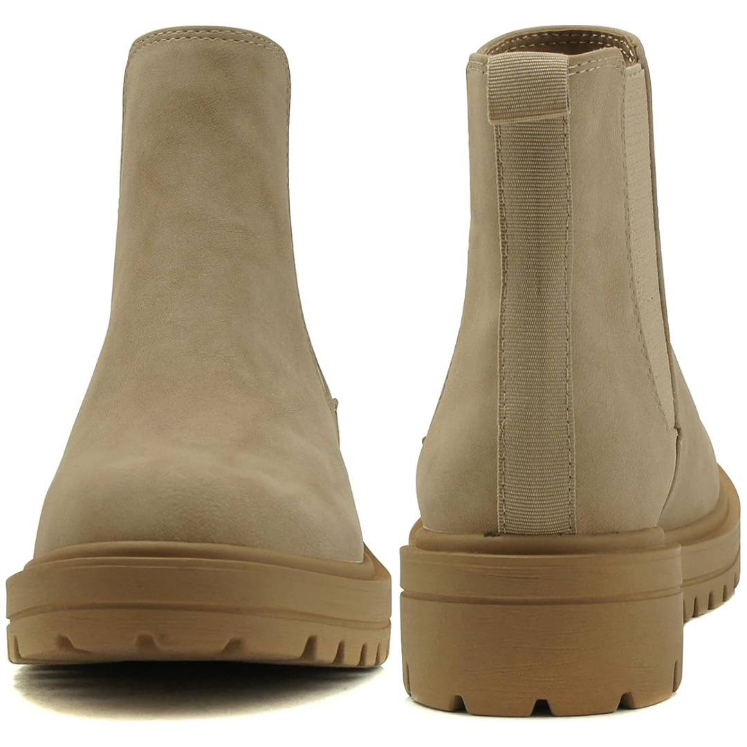Practical and stylish women's low heel Chelsea ankle boots, comfortable everyday footwear.