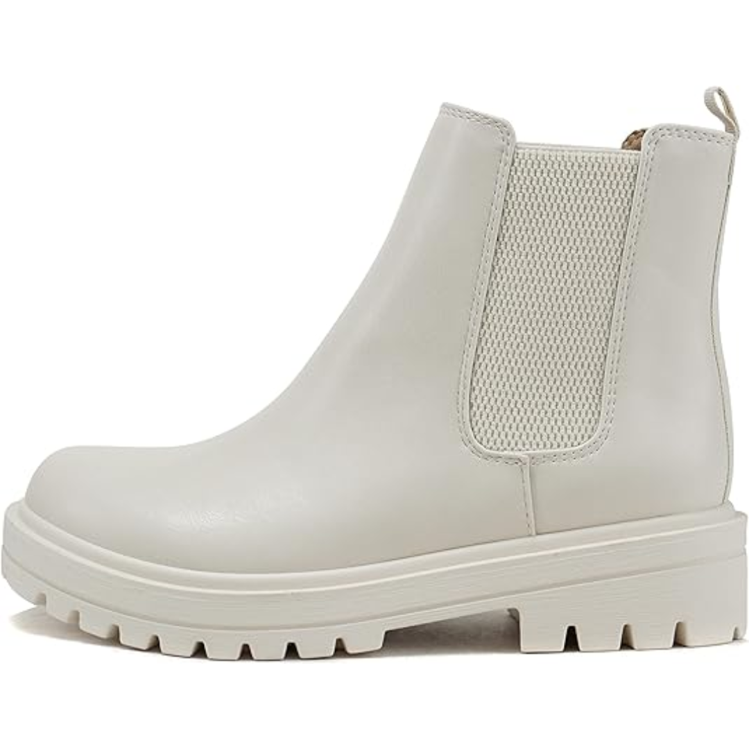 Trendy women's low heel Chelsea boots, stylish and comfortable for year-round fashion.