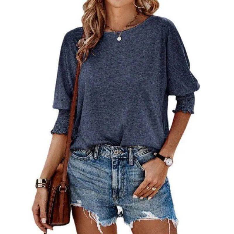 Soft ribbed knit long sleeve top for women. Comfortable, chic, versatile addition to your fashion.