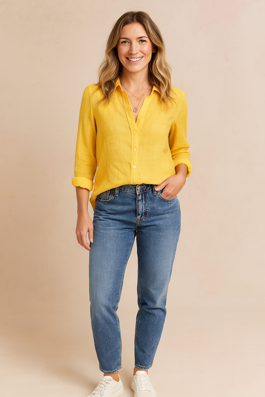 Timeless women's button-up shirt blouse. A classic long sleeve top, perfect for effortless styling from work to weekend.