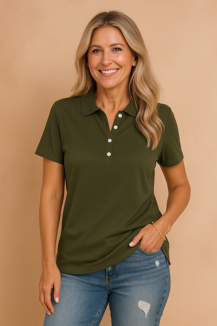 Everyday comfort women's polo shirt. Short sleeve, classic style tshirt. Ideal for casual fashion.