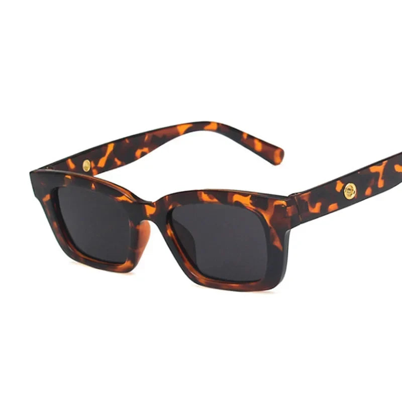 Leopard print women's rectangular wayfarer sunglasses, a stylish accessory for classic sun protection.