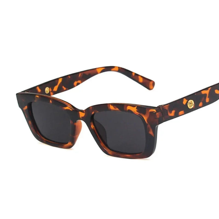 Leopard print women's rectangular wayfarer sunglasses, a stylish accessory for classic sun protection.
