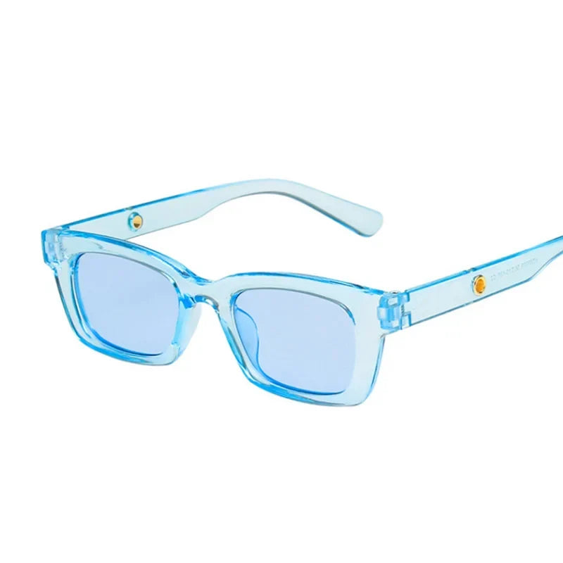 Chic women's rectangular wayfarer sunglasses with subtle gold accents, providing fashionable sun protection.
