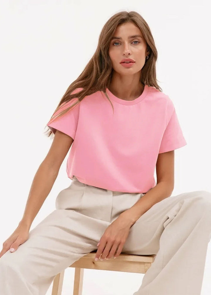 High-quality women's short sleeve basic tee. Comfortable crew neck t-shirt for versatile everyday layering.
