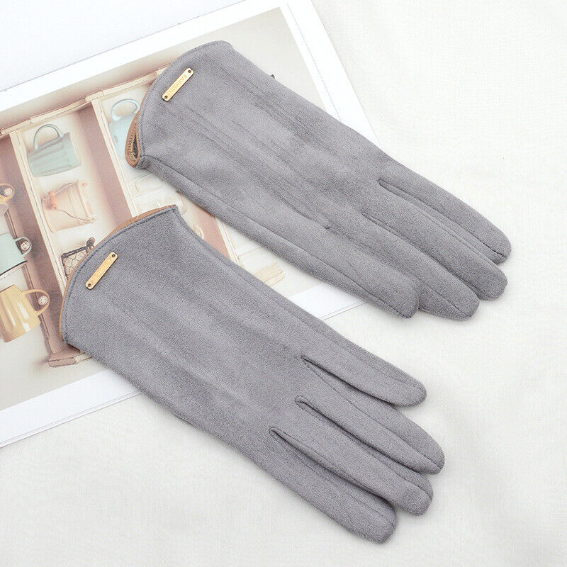 Classic women's suede winter gloves, soft and warm with fingertip touchscreen functionality.