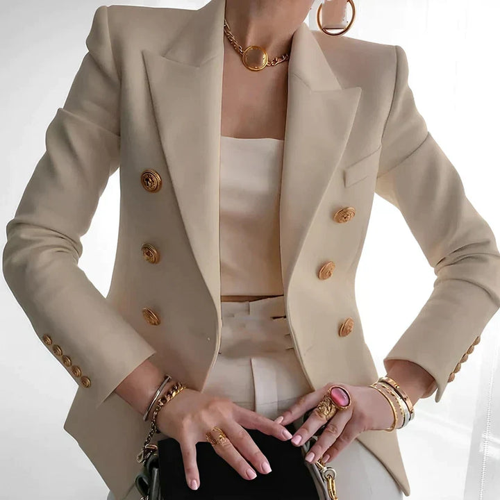 Women's classic tailored blazer, perfect for professional office wear & elegant workwear.