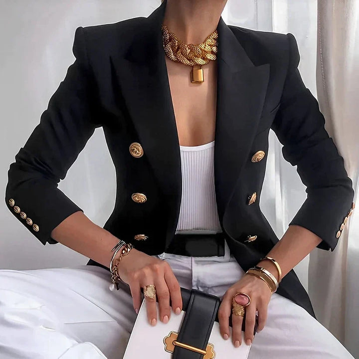 Modern women's tailored blazer with a classic fit, suitable for professional workwear and elegant smart casual outfits.