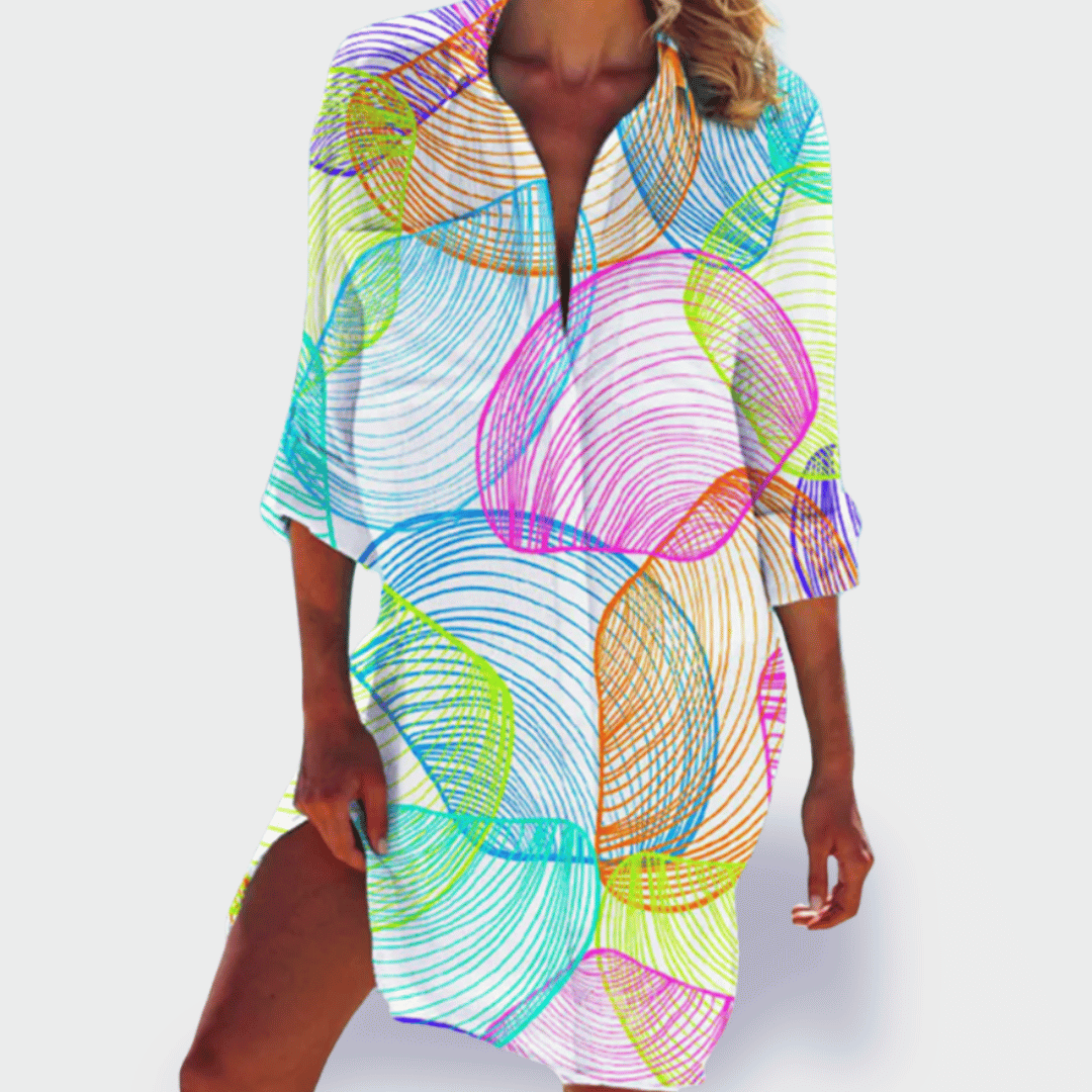 Vibrant women's lightweight summer dress, ideal for beach trips, vacations, and casual wear.