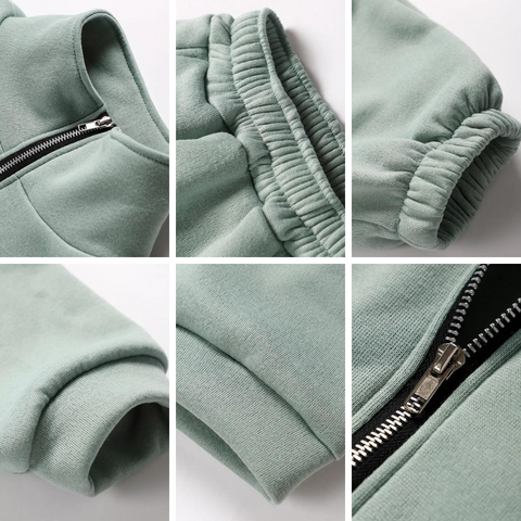 Side view of women's comfortable 2-piece athletic training set, highlighting its flattering design.