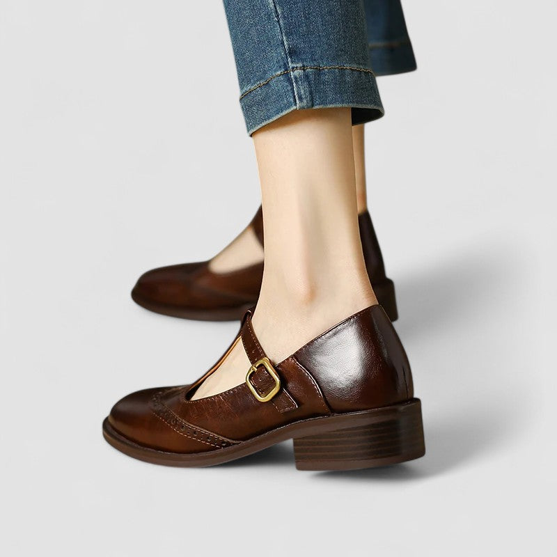 Classic brown Mary Jane flats, versatile and comfortable women's shoes for everyday errands.