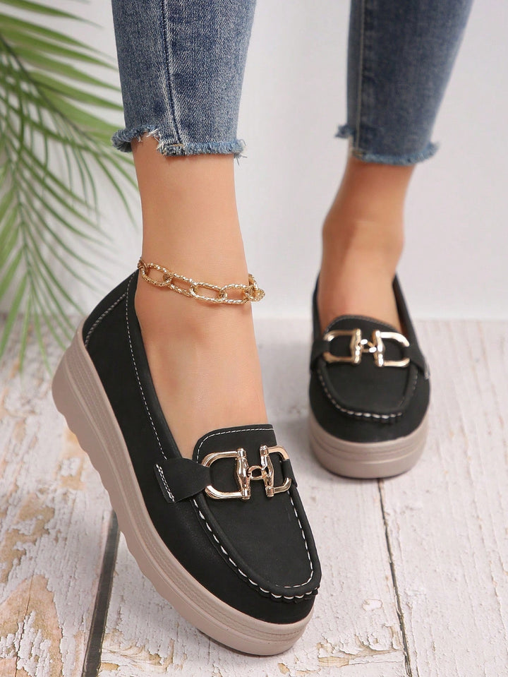 Everyday women's dress loafers in black with comfortable design and durable non-slip sole
