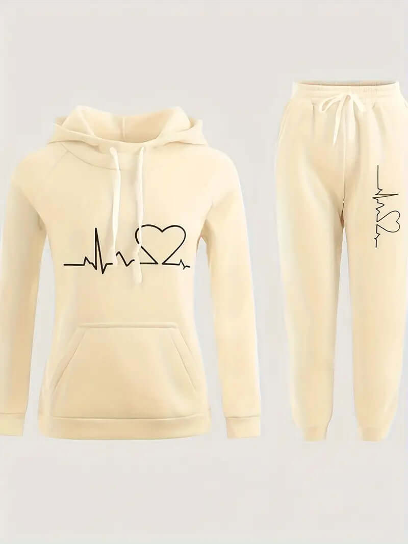 Casual women's sportswear set; stylish hoodie and matching pants, perfect for everyday wear.