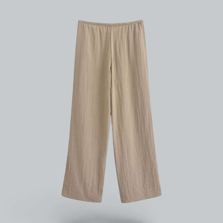 Women's grey linen blend wide-leg trousers, a comfortable and versatile separate for summer fashion.