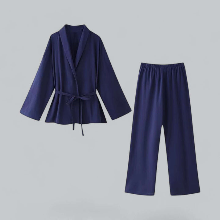Stylish women's linen blend co-ord set in a versatile grey, perfect for summer fashion and comfort.