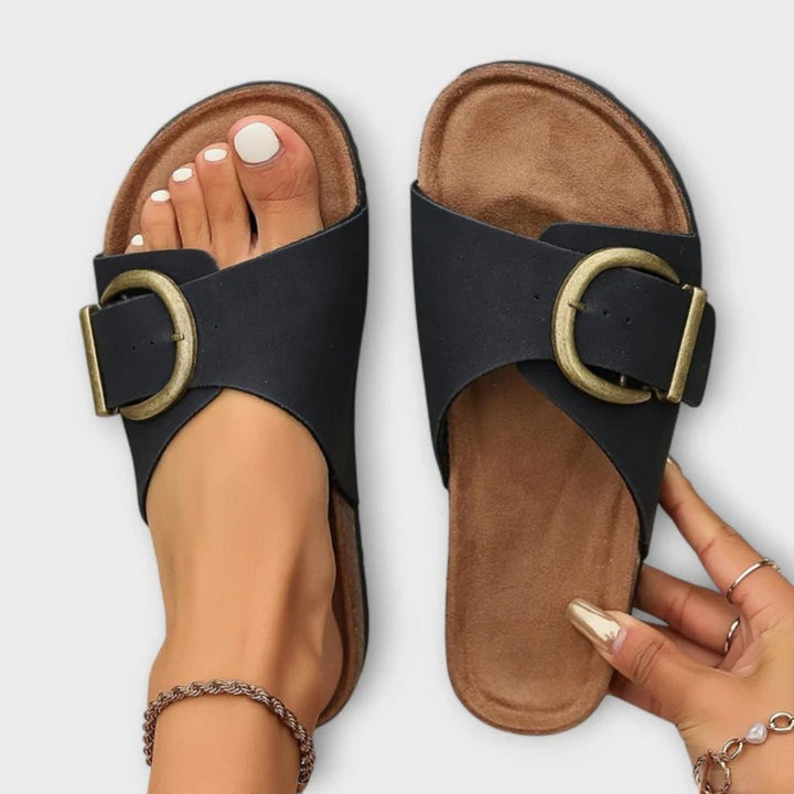 Women's comfortable orthopedic sandals with arch support, perfect for walking & all-day wear. Elegant casual design.