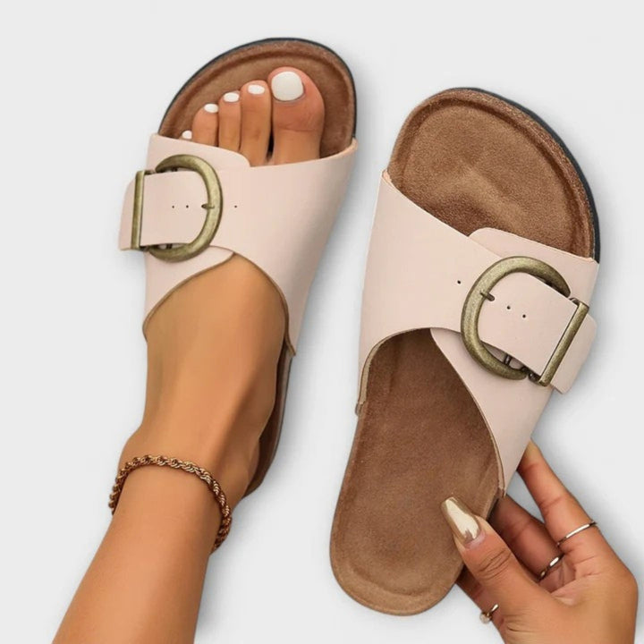 Stylish women's orthopedic walking sandals, featuring adjustable straps & arch support for comfortable summer footwear.