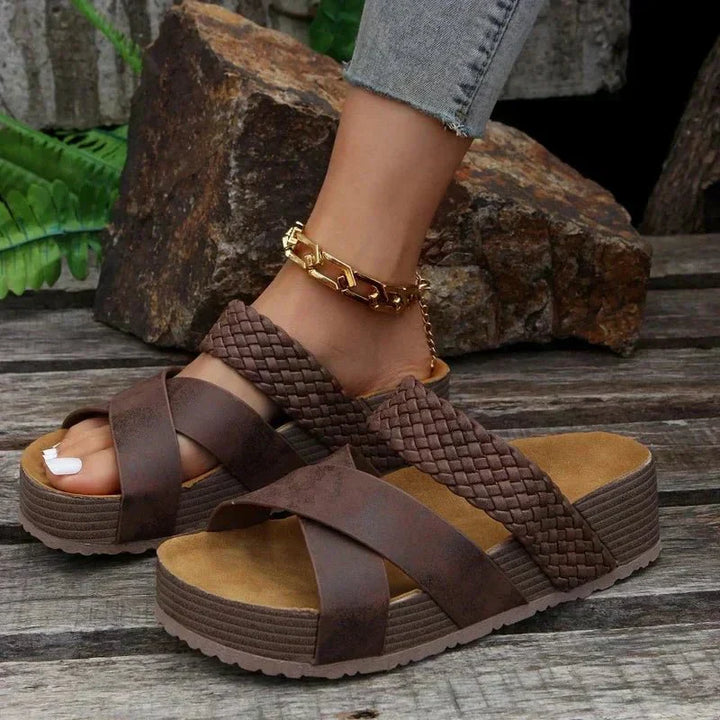 Women's comfortable orthopedic sandals with elastic straps, providing arch support for summer walking