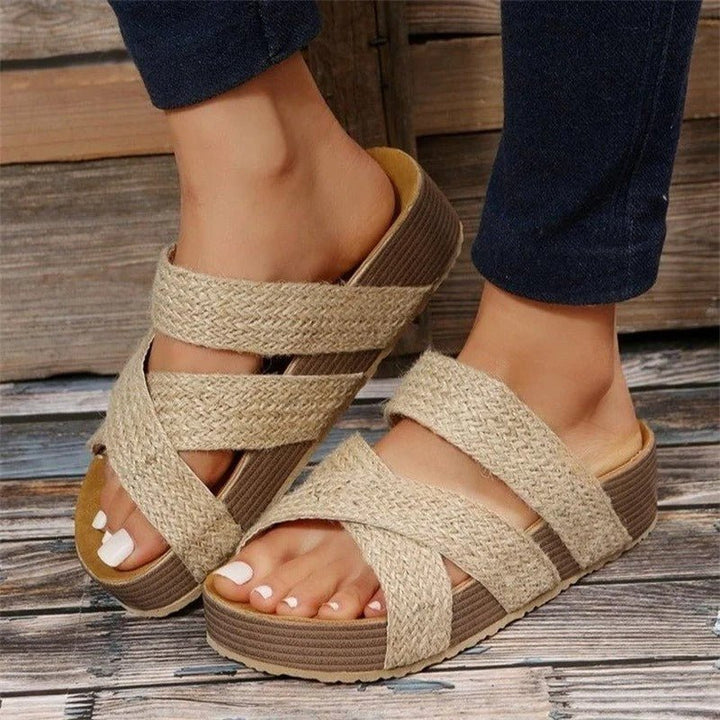 Stylish women's orthopedic sandals, featuring elastic straps and a comfortable design for casual wear