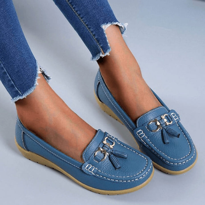 Women's comfortable retro wedge loafers, perfect for autumn spring casual elegant style.