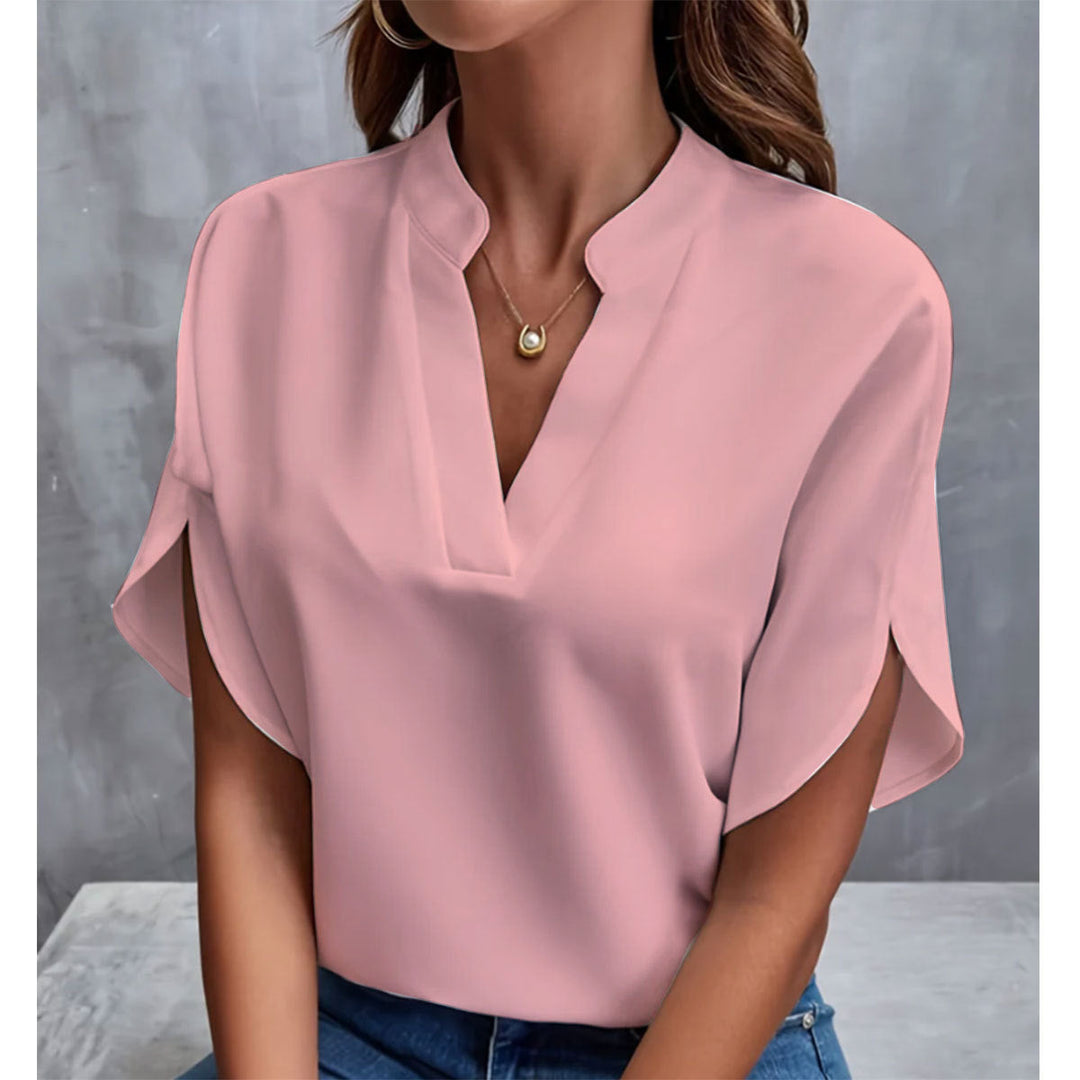 Versatile women's short sleeve blouse. Elegant yet casual summer top for workwear & everyday.
