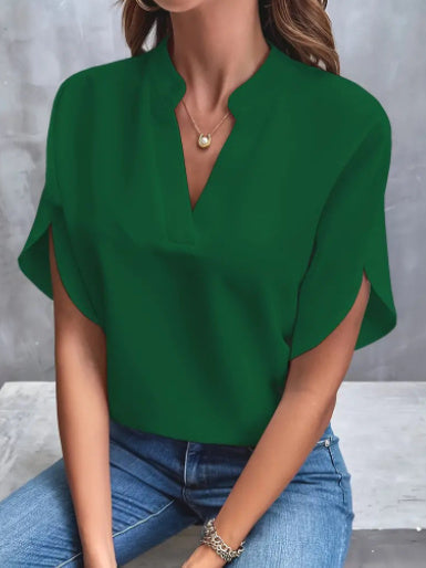 Comfortable women's short sleeve T-shirt. A flowy, elegant summer blouse ideal for casual or work wear.