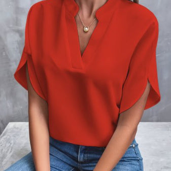 Vibrant women's comfortable short sleeve blouse. A relaxed summer top for casual elegance & daily wear.