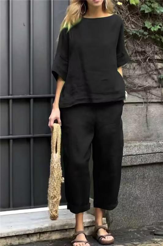 Stylish women's shirt and pants set, ideal for casual outings, travel, or comfortable home wear.