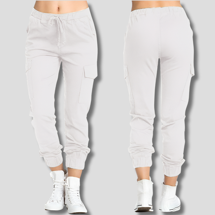 Versatile women's casual cargo pants, comfortable relaxed fit, perfect for everyday wear. Stylish multi-pocket design.