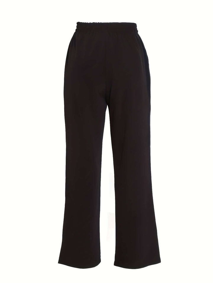 Relaxed fit women's wide-leg drawstring pants, perfect for spring/summer casual comfort with convenient pockets.