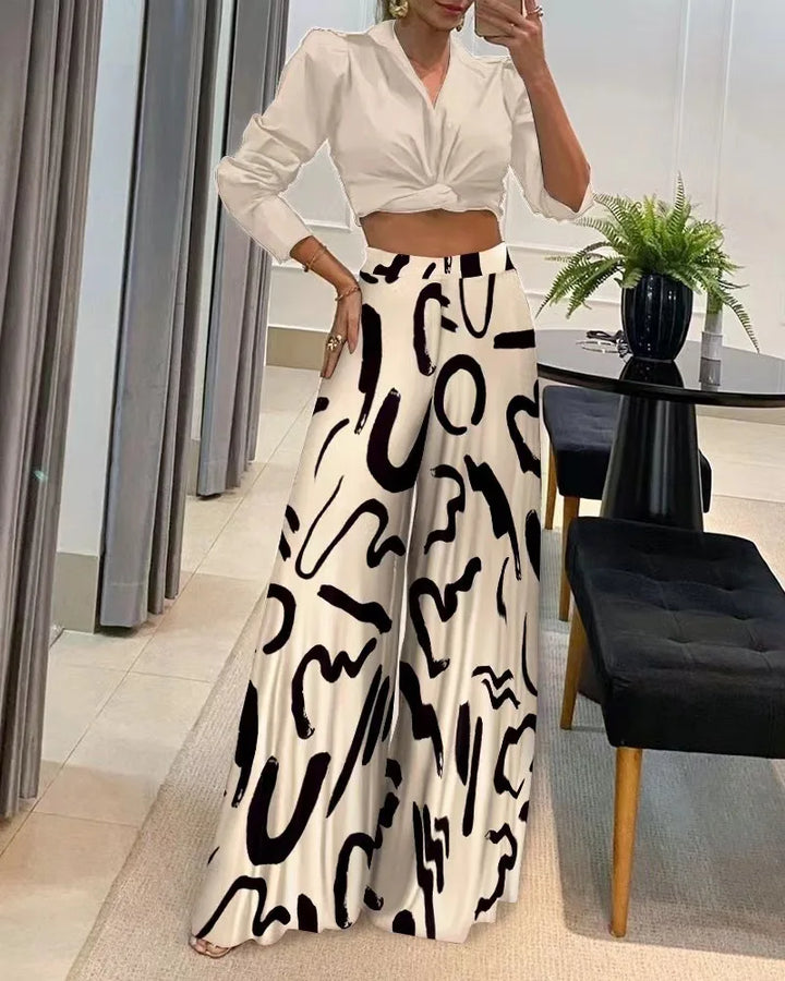 Women's comfortable wide leg printed pants, perfect for effortless spring summer style & casual wear.