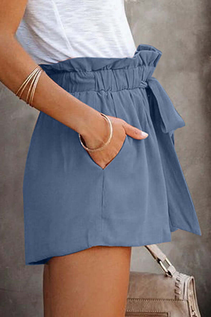 Chic women's wide leg shorts, comfortable & breathable, with a flattering elastic waist.