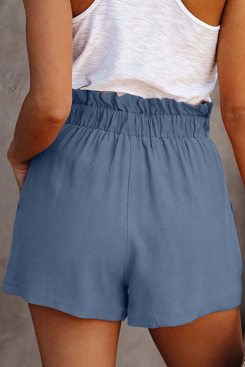 Women's casual wide leg shorts, elastic waist, perfect for beach, home, or light activities.