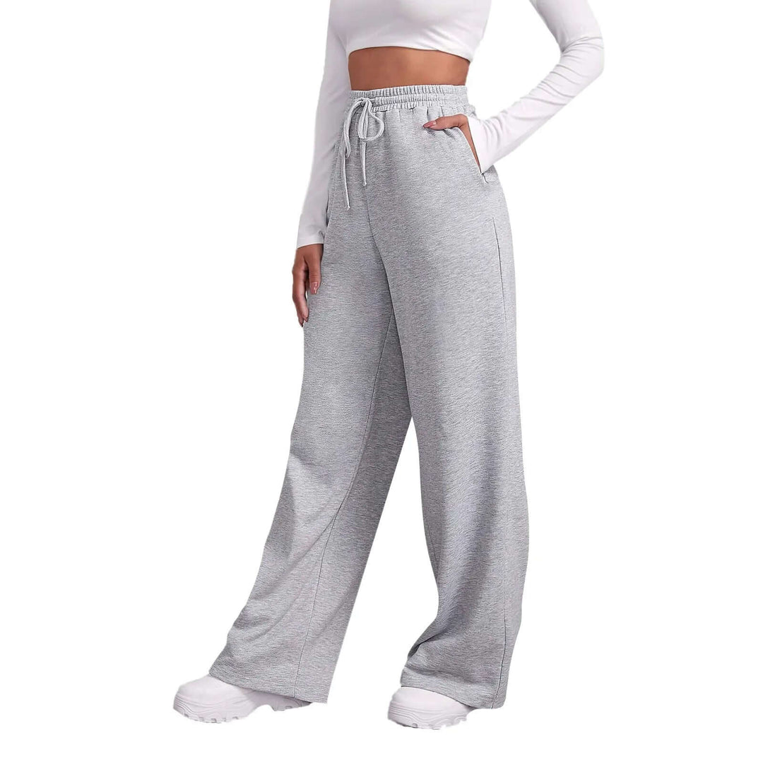Chic women's wide-leg trousers, featuring a comfortable drawstring waist. Viscose blend casual summer pants.
