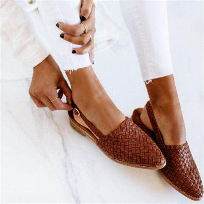 Women's comfortable woven slip-on loafers with cushioned insole for everyday casual wear.