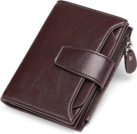 Secure women's travel wallet, genuine leather with RFID blocking and card holder.