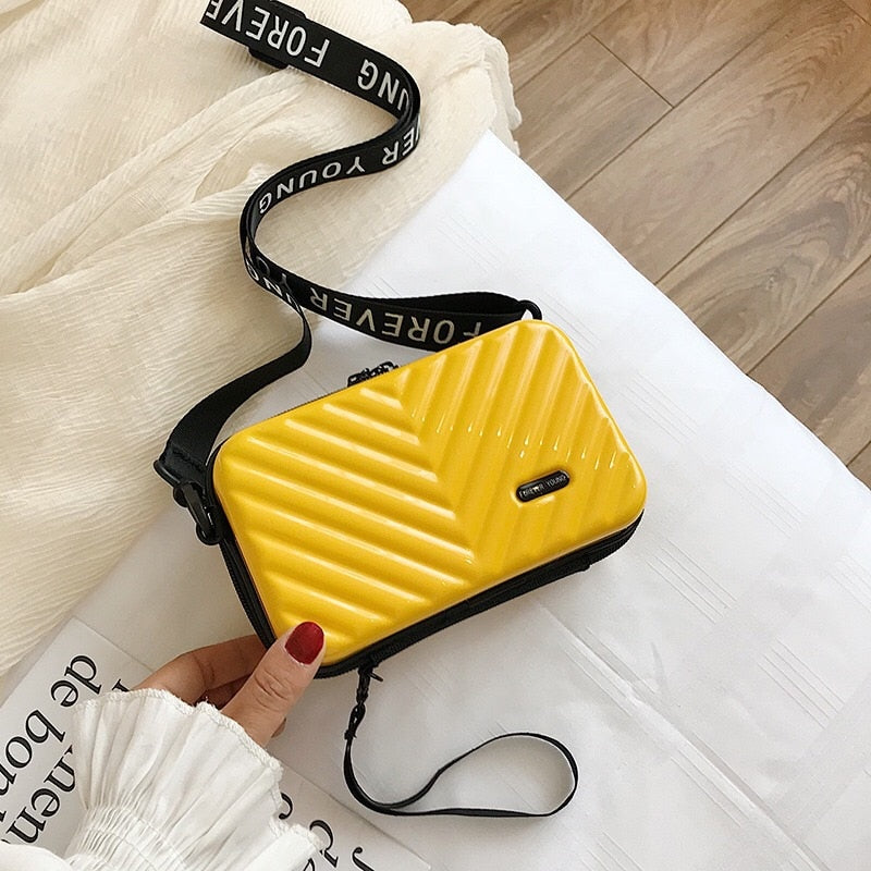 Stylish women's hard shell travel bag. Secure crossbody handbag with organizer, perfect for essentials.
