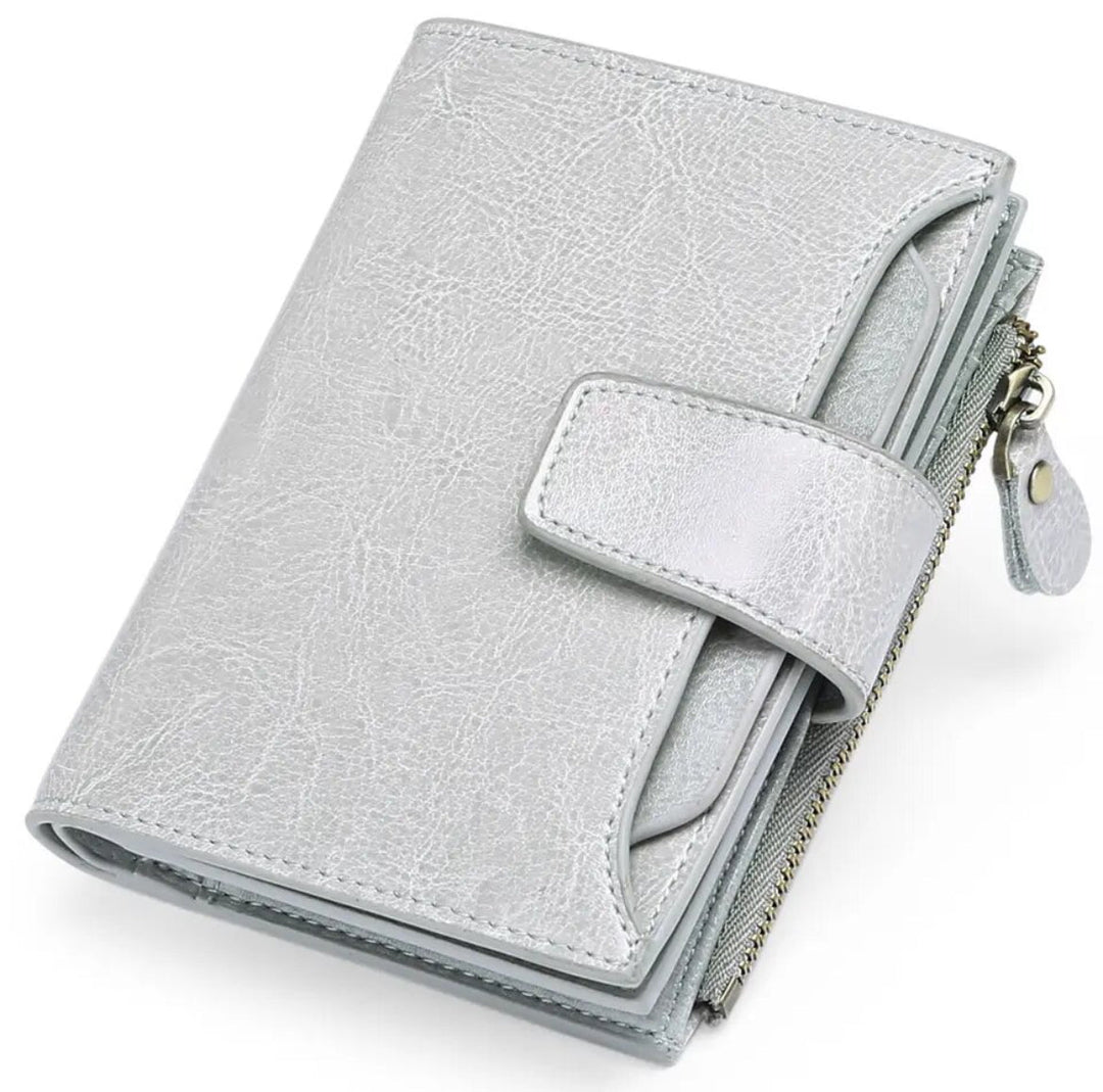 Premium women's RFID wallet. This durable leather card holder is perfect for on-the-go organization.