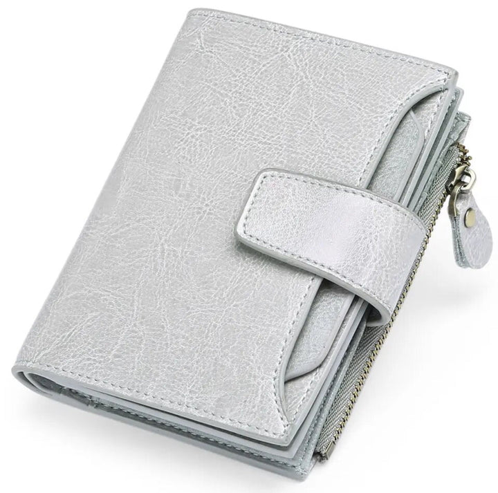 Premium women's RFID wallet. This durable leather card holder is perfect for on-the-go organization.