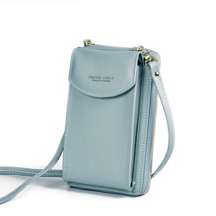 Smart women's compact PU leather crossbody bag, ideal for essentials, features an adjustable strap.
