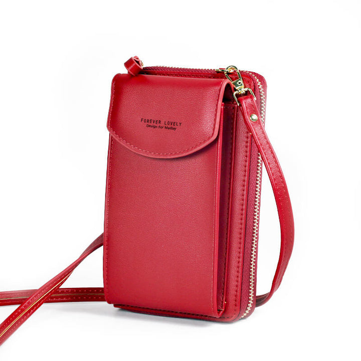 Stylish women's PU leather shoulder bag, compact design, adjustable strap, versatile fashion accessory.