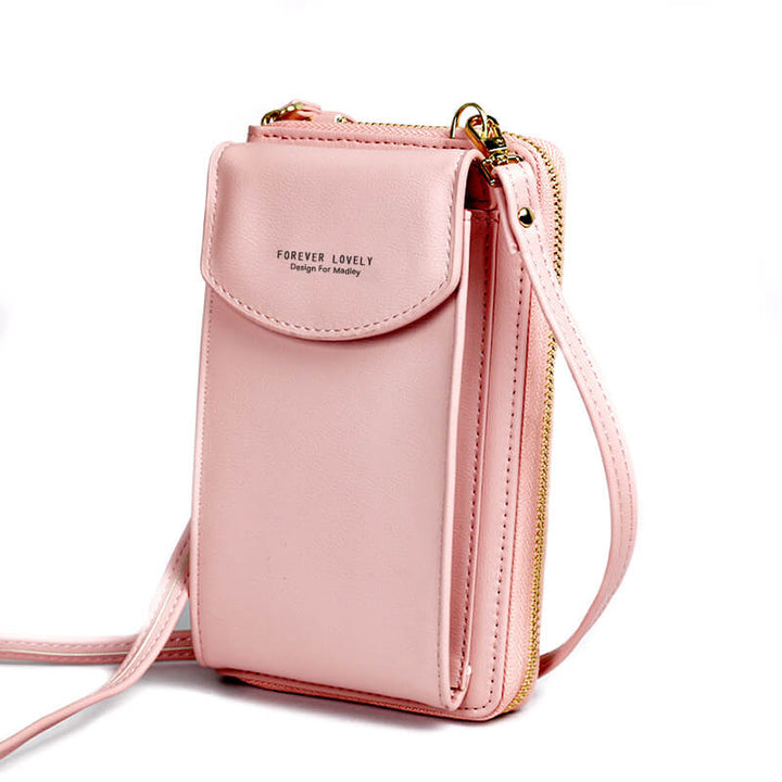 Beautiful women's compact PU leather bag, easily converts to crossbody/shoulder, adjustable strap.