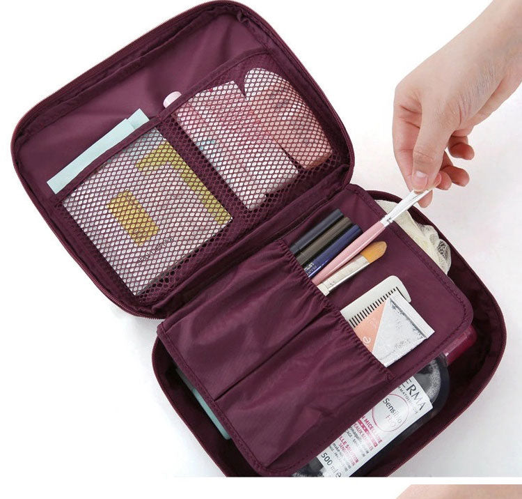 Stylish floral print compact waterproof makeup organizer for women, portable beauty storage.