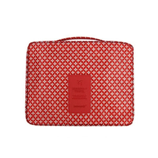 Set of women's compact waterproof makeup organizers, includes bonus mini cosmetic case.