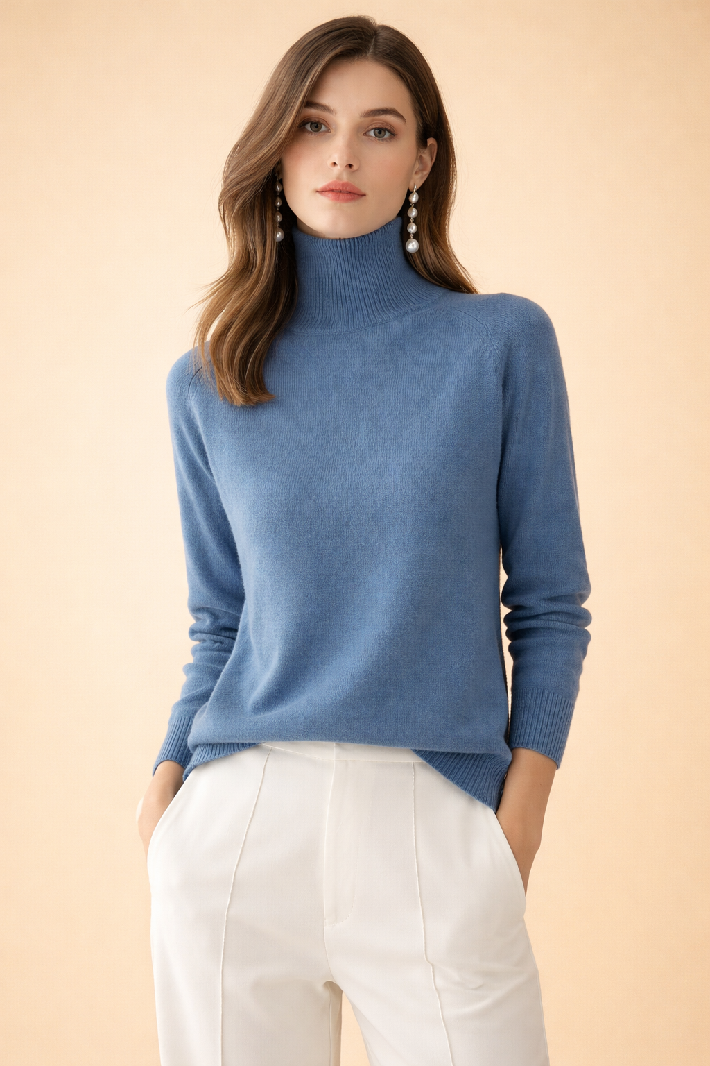 Soft & comfortable women's turtleneck sweater, a versatile long-sleeve top for everyday wear & winter fashion.